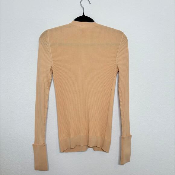 Tory Burch Simone Cardigan Gold Small V-neck Button Front Ribbed Cuffed Sleeves - Picture 4 of 7